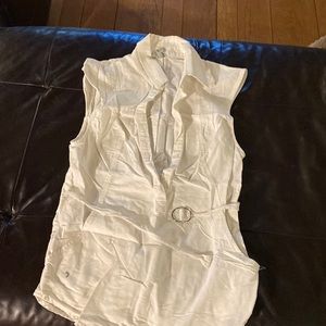 Free people white pocket tunic with waist belt